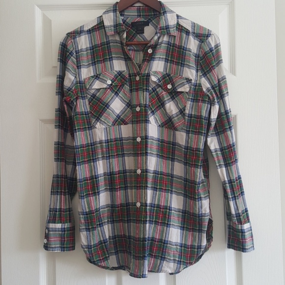 J. Crew Tops - J Crew Plaid Button Down Top